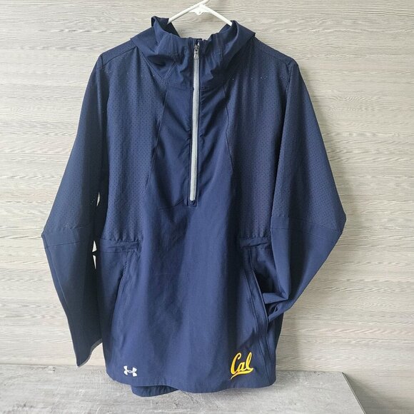 California Golden Bears Under Armour Cal Navy Squad Woven 1/2 Zip HeatGear Sz S - Picture 2 of 16